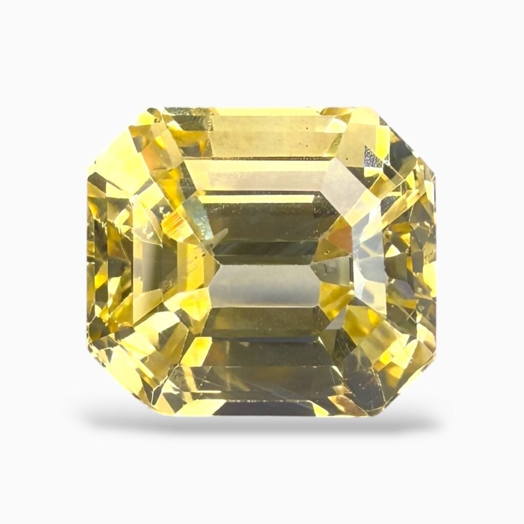 Srilankan Emerald Cut Yellow Sapphire Precious Stone 6.52 Carats