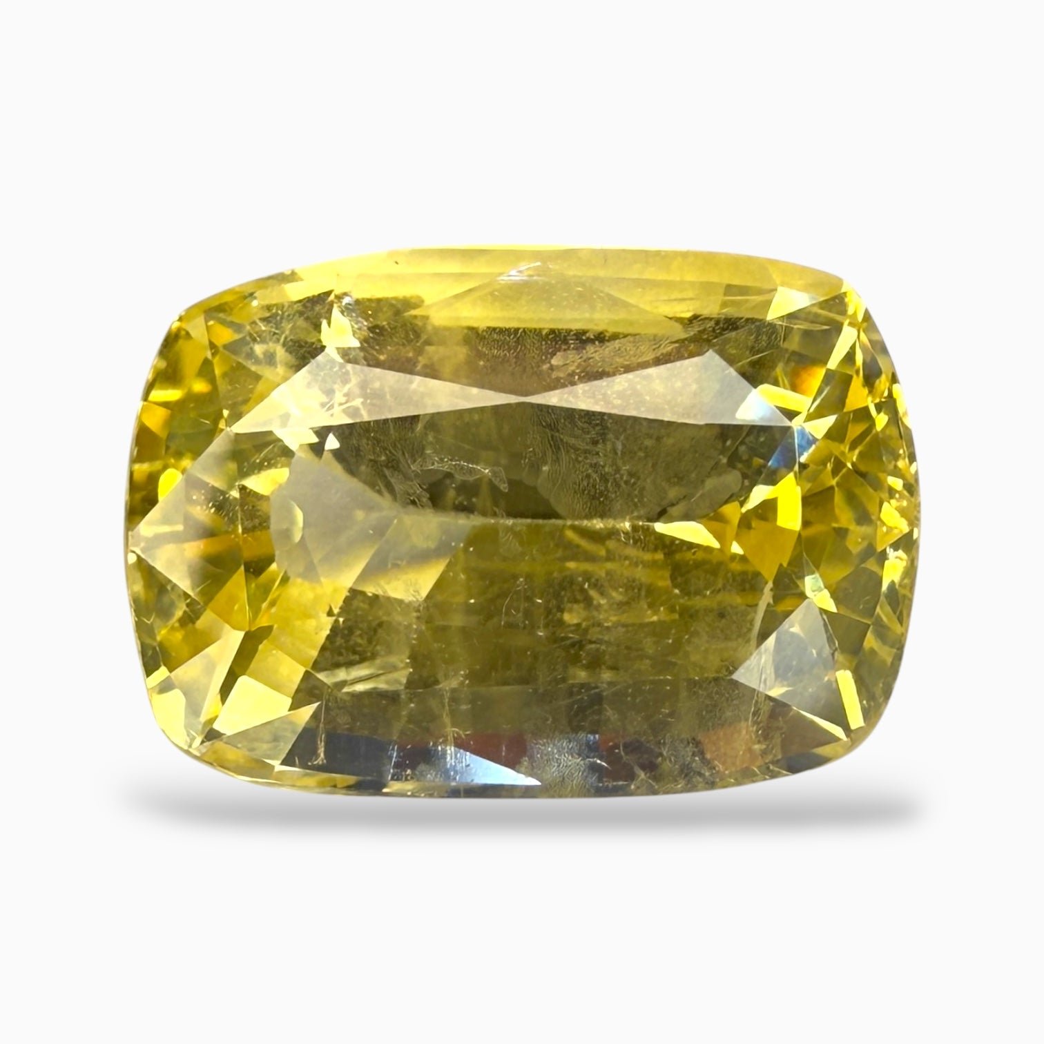Yellow Sapphire Precious Stone Cushion Cut 9.58 Carats Unheated From Srilanka IGI Certified