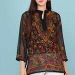 Black Chikan Kari Short Kurti for Women – Lightweight Ethnic Wear