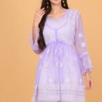 Purple Chikan Kari Short Kurti for Women – Lightweight Ethnic Wear