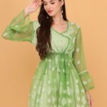 Green Chikan Kari Short Kurti for Women – Lightweight Ethnic Wear