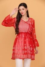 Elegant Chikan Kari Short Kurti for Women – Lightweight Ethnic Wear