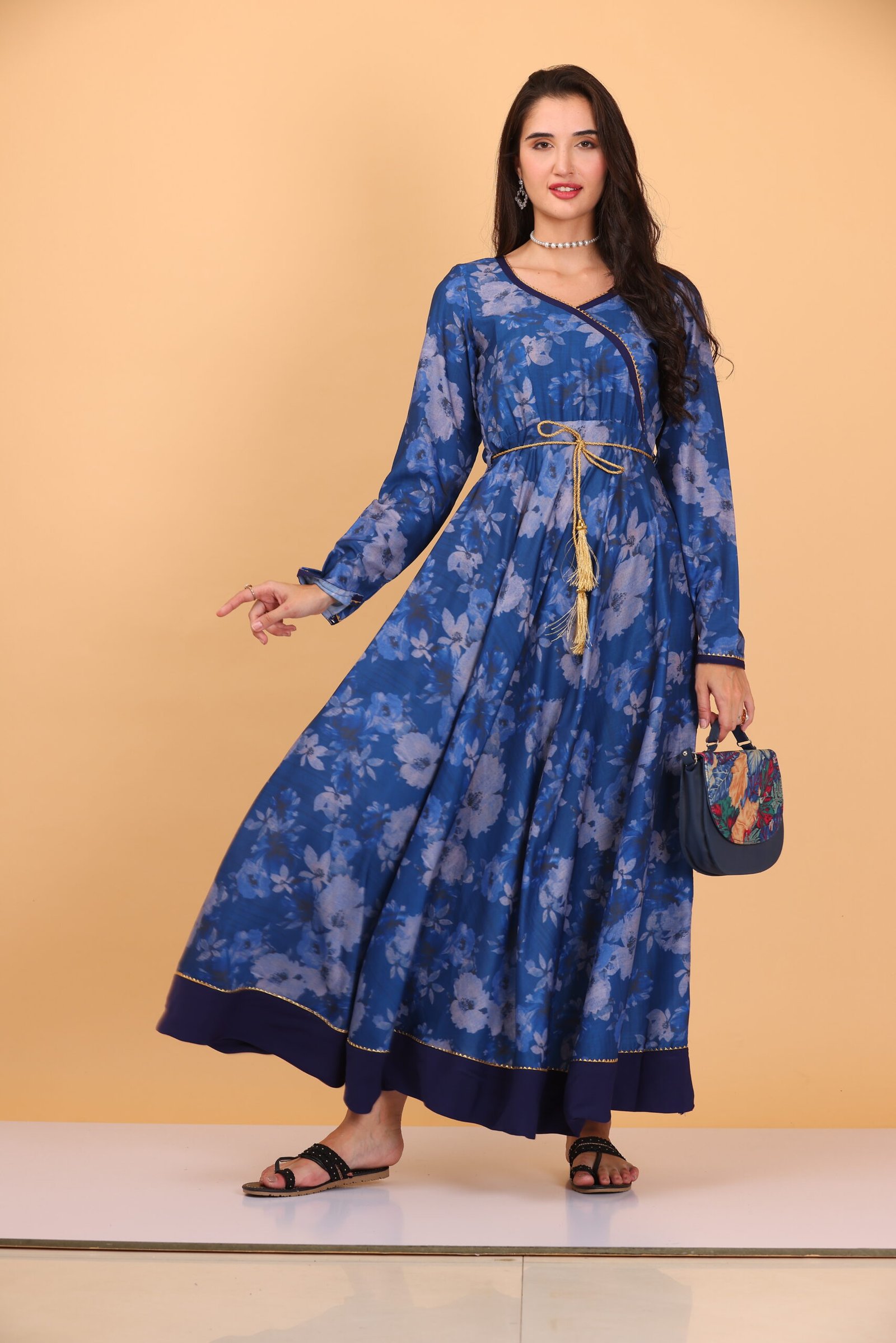 IMG_0148 Blue Anarkali Kurti for Women – Lightweight Ethnic Wear - Image 1